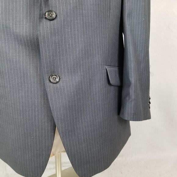 Joseph Abboud Blazer Mens 46S Charcoal Wool Pinstripe Two Button Notch Jacket - Picture 5 of 16